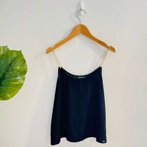URBAN PLANET | Black Tank Top Gold Chain Straps Size Small